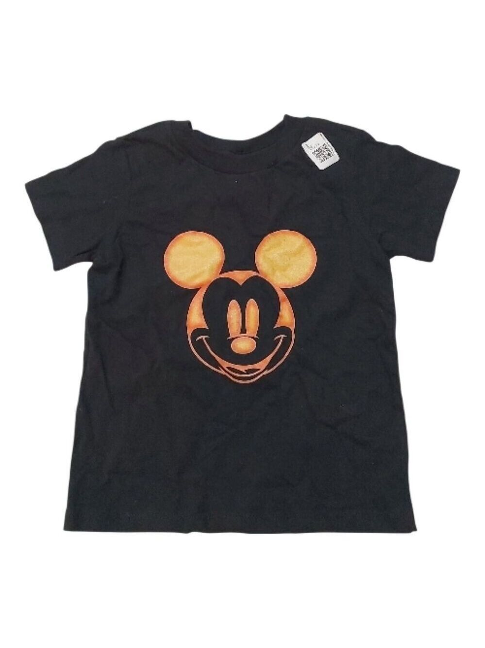 Disney Mickey Mouse Black T-Shirt Toddler Size 3T Orange Gold Face Print NWT